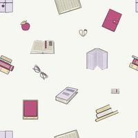 Books pink seamless pattern vector