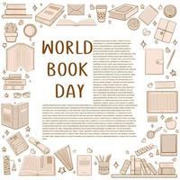 World Retro Book Day with Text vector