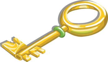 golden key to the lock freehand illustration vector