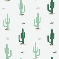 Vector seamless pattern with flat cactus. Bright repeated texture with green cacti. Natural hand drawing background with desert plants.