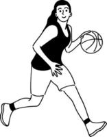 ilustración de hembra baloncesto jugador vector
