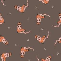 seamless pattern with cute worms vector