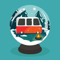 Hand drawn camping concept in christmas ball vector