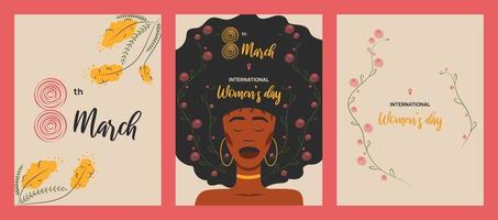 International women s day set of templates for card poster flyer flat vector illustration