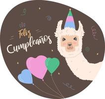 greeting card with alpaca in spanish vector