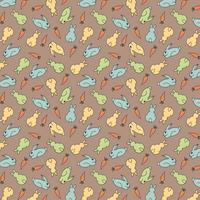 Hand drawn seamless Easter pattern with rabbits and carrots vector