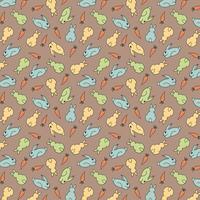 Hand drawn seamless Easter pattern with rabbits and carrots vector