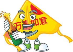 Chinese gold kite cartoon character style vector