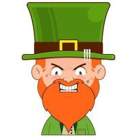 elf leprechaun angry face cartoon cute for saint patrick's day vector