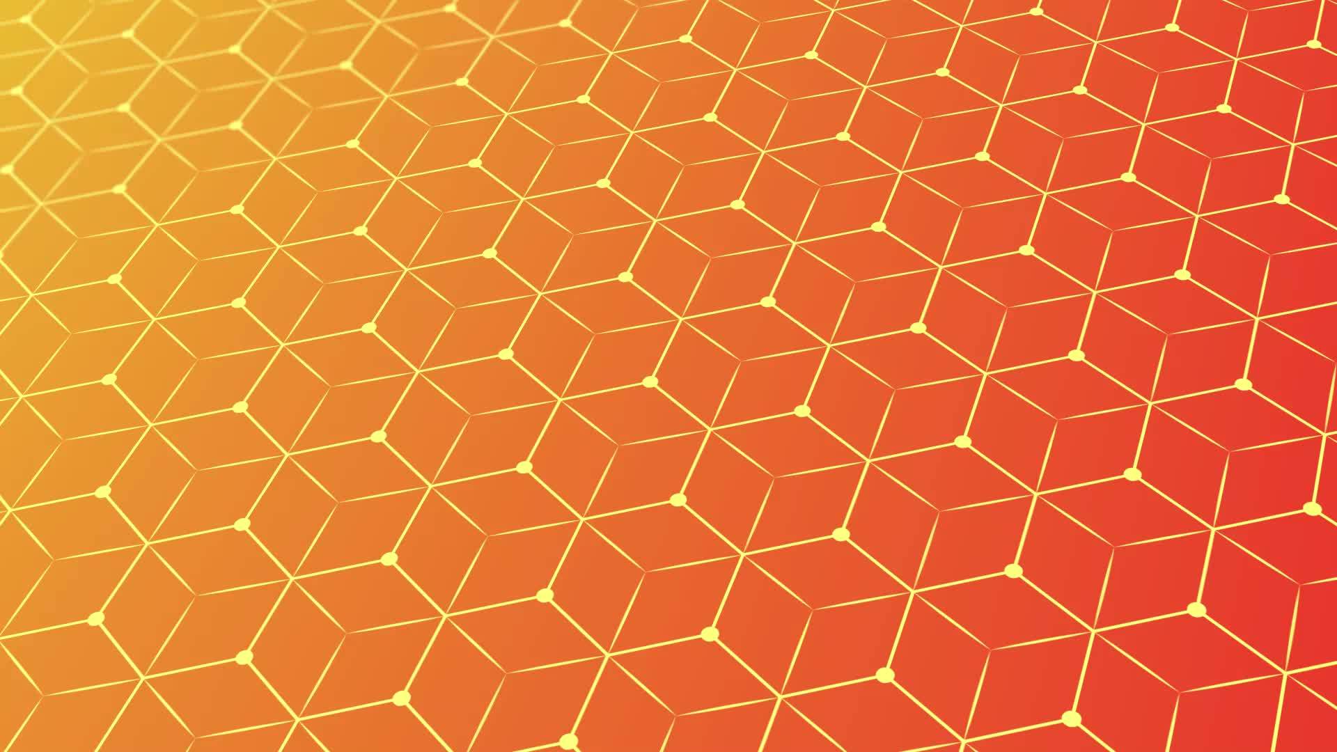 animated abstract pattern with geometric elements in yellow-orange