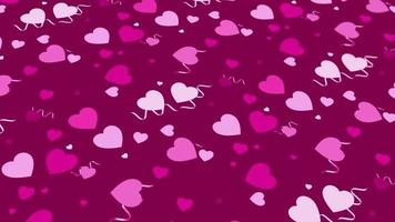 Animated abstract pattern with heart shaped geometric elements. pink gradient background video