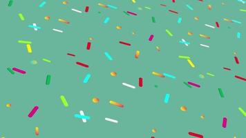 An abstract pattern animated with geometric elements as ice cream flakes in a multicolored gradient background. video