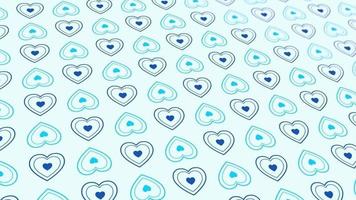 Animated abstract pattern with heart shaped geometric elements. blue gradient background video