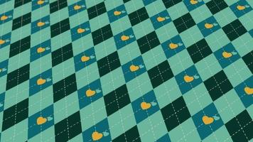 Animated abstract pattern with heart shaped geometric elements. blue green gradient background video