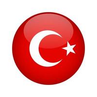 Turkey Flag Button. Design element for websites, applications. Vector illustration isolated on white background