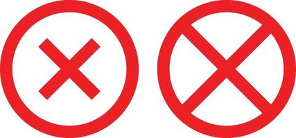 Two Cross Symbol in Circle Shape. Restriction Sign Icons. Prohibition Symbol Set. vector