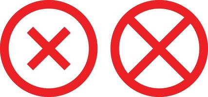 Two Cross Symbol in Circle Shape. Restriction Sign Icons. Prohibition Symbol Set. vector