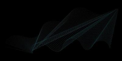 Dark abstract background with blue wave grid of dots. Technological background. Can be applied for web design, website, wallpaper, banner or cover. Vector illustration.