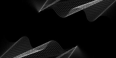 3D white particle wave pattern on a black background. Digital abstract background. Can be applied for web design, website, wallpaper, banner or cover. Vector illustration.