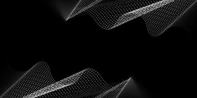 3D white particle wave pattern on a black background. Digital abstract background. Can be applied for web design, website, wallpaper, banner or cover. Vector illustration.