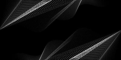 Abstract dark background with wavy grid of dots. Futuristic wavy background. Can be applied for web design, website, wallpaper, banner or cover. Vector illustration.
