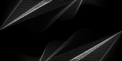 Abstract dark background with wavy grid of dots. Futuristic wavy background. Can be applied for web design, website, wallpaper, banner or cover. Vector illustration.