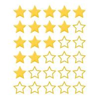 5 star rating. Yellow star icons in a row for customer voting for quality of service. Rating of sites on the Internet. Vector illustration.