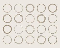 Large set of decorative ornament borders. Elegant abstract round patterned borders. Set of circular vintage frames. Vector. vector