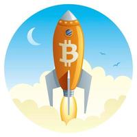 bitcoin cohete lanzamiento vector