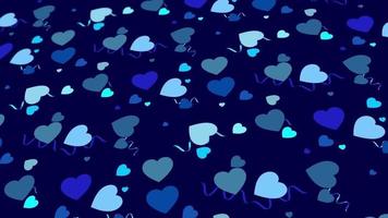 Animated abstract pattern with heart shaped geometric elements. blue gradient background video