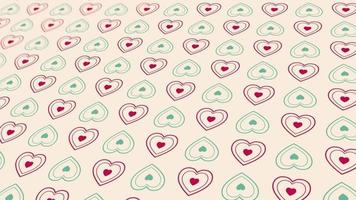 Animated abstract pattern with heart shaped geometric elements. red green gradient background video