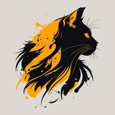 Cat Head Kitten Symbol - Gaming Cat Logo Elegant Element for Brand - Abstract Icon Symbols