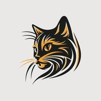 Cat Head Kitten Symbol - Gaming Cat Logo Elegant Element for Brand - Abstract Icon Symbols vector