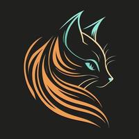 Cat Head Kitten Symbol - Gaming Cat Logo Elegant Element for Brand - Abstract Icon Symbols vector