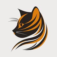 Cat Head Kitten Symbol - Gaming Cat Logo Elegant Element for Brand - Abstract Icon Symbols vector