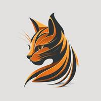 Cat Head Kitten Symbol - Gaming Cat Logo Elegant Element for Brand - Abstract Icon Symbols vector