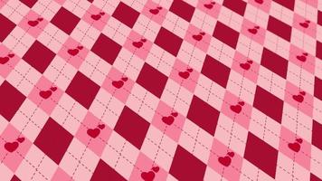 Animated abstract pattern with heart shaped geometric elements. red gradient background video