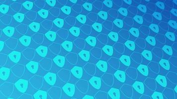 Animated abstract pattern with geometric elements forming a security shield in a blue gradient background. video