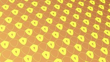 Animated abstract pattern with geometric elements forming a protective shield. yellow gradient background video