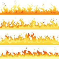 Fire Flame backdrop background set. Horizontal bonfire template vector