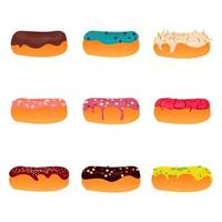 Donut illustration isolated on a light background icon in flat style. Donuts into the glaze set. Collection of sweet icing sugar. vector