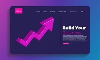 illustration landing page modern build your business background vector