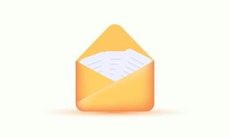 illustration realistic open envelope note paper card mail 3d creative isolated on background vector
