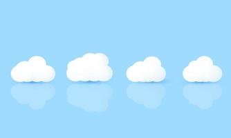 illustration realistic vector icon white cloud set 3d creative isolated on background