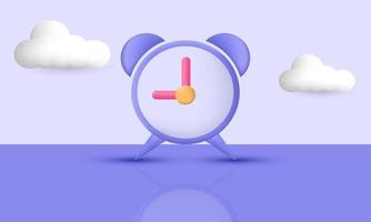 illustration realistic vector icon cute minimal clock alarm 3d creative isolated on background