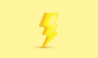 illustration realistic modern yellow thunder bolt symbol icon 3d creative isolated on background vector
