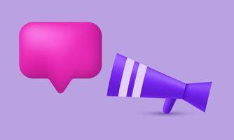 illustration realistic vector holding megaphone speech bubble icon 3d creative isolated on background