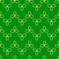 Cool trendy pattern with clover. Bright shamrock leaves on a green background. Hand-drawn seamless pattern. Cute saint patrick fashion print. vector