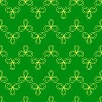 Cool trendy pattern with clover. Bright shamrock leaves on a green background. Hand-drawn seamless pattern. Cute saint patrick fashion print. vector