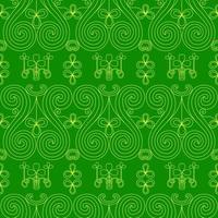 Cool trendy pattern with clover. Bright shamrock leaves on a green background. Hand-drawn seamless pattern. Cute saint patrick fashion print. vector